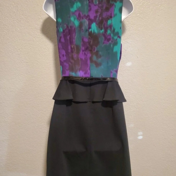 💚5/$25 I.N.C International Concepts Print Combo Sleeveless Peplum Belted Dress - Picture 7 of 9